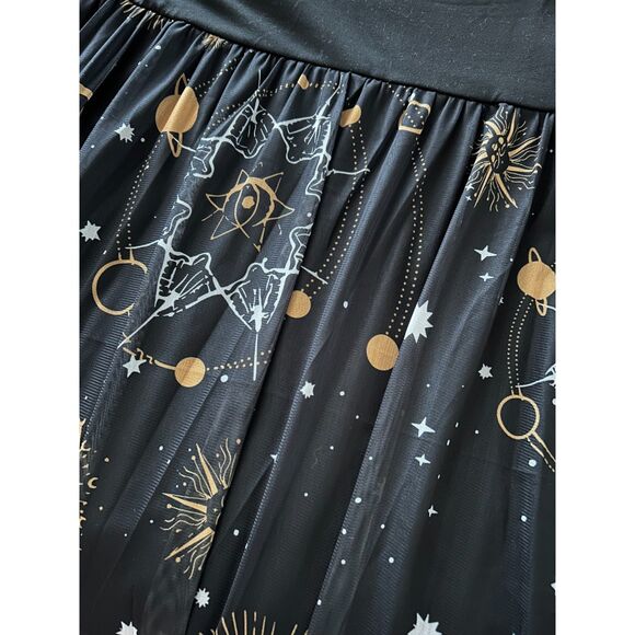 New SHEIN Goth Punk Black Chiffon Moon Stars Dress Halloween Plus Size 3XL E30 - Picture 6 of 9